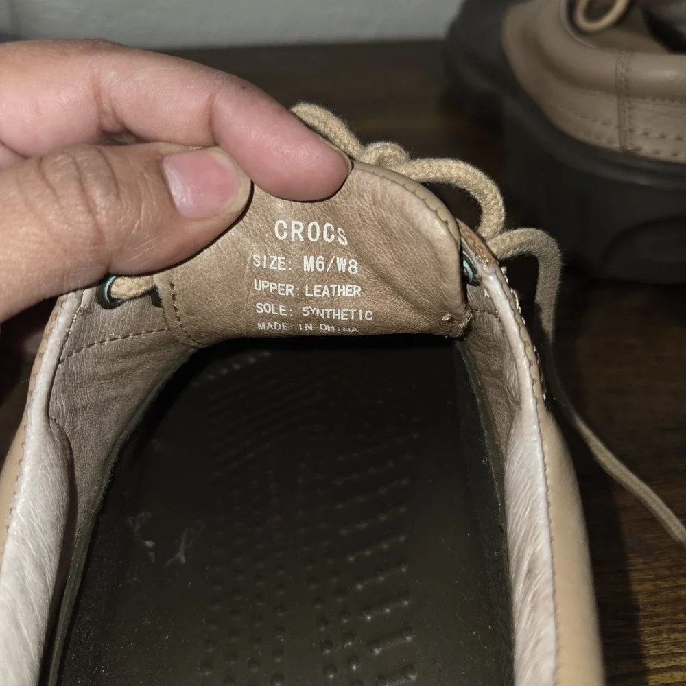 Crocs Axel Islander Lace Up‎ Shoes Unisex Mens 6 Womens 8 Tan Leather Duck Boot